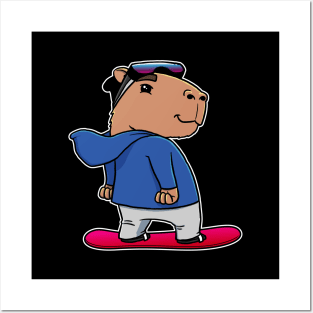 Capybara Snowboarder Boy Snowboarding Posters and Art